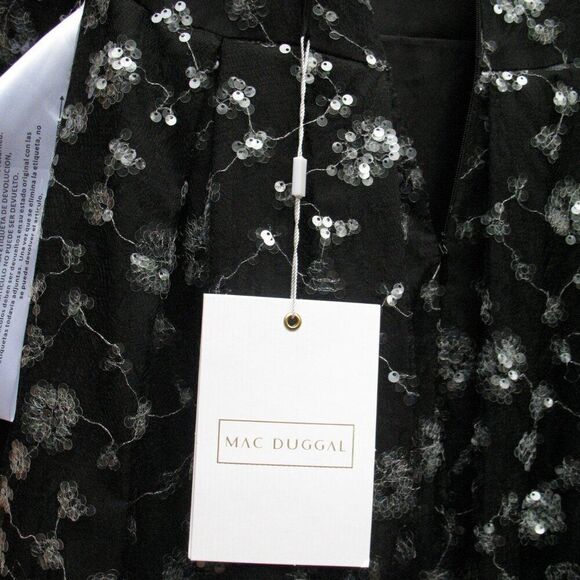 NWT Mac Duggal 12360 Illusion Long Sleeve A Line Gown Black 2 - Picture 14 of 16